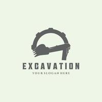 excavation vintage logo design minimalist illustration icon vector