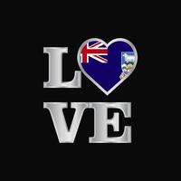 tipografía de amor diseño de bandera de islas malvinas vector letras hermosas