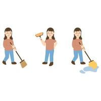 people cleaning the house vector