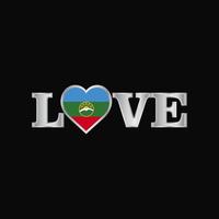 Love typography with Karachay Chekessia flag design vector