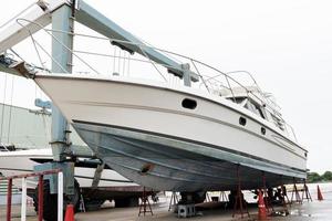 Yacht hauled out in shipyard. photo