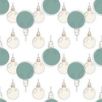 pattern of colored small pink and large blue Christmas balls in line art style for gift wrapping, wrapping paper vector