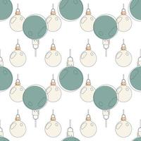 pattern of colored small pink and large blue Christmas balls in line art style for gift wrapping, wrapping paper vector