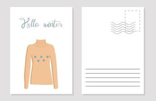 the layout of a greeting card with a warm pink sweater vector