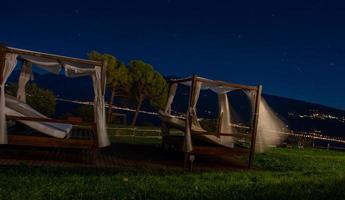 Sun loungers in the evening photo