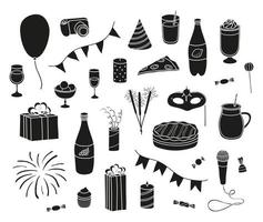 Set of hand drawn party items. vector