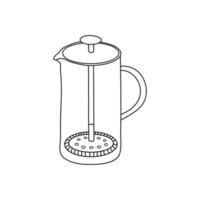 Hand drawn outline french press. vector