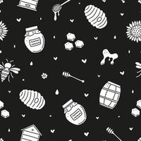 Seamless pattern with honey doodles. vector