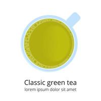 Green tea in glass cup. vector