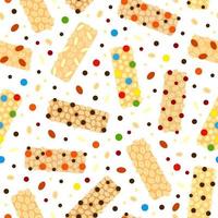 Seamless pattern with granola bars. vector