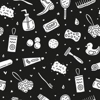 Seamless pattern with bathroom and hygiene icons. vector