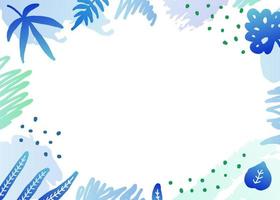 Background with jungle leaves, brush strokes and dots. vector