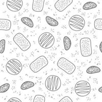 Seamless pattern with outline bread. vector