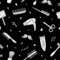 Seamless pattern with doodle barber shop icons. vector