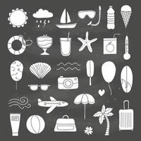 Set of doodle summer and vacation items. vector