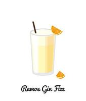 Ramos Gin Fizz cocktail. vector