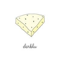 Hand drawn dorblu cheese. vector