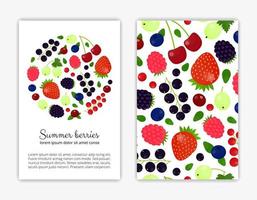 Card templates with summer berries. vector