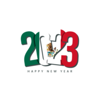 New Year 2023 with country flag Mexico png