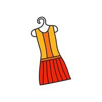 Doodle dress on hanger. vector