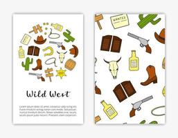 Card templates with Wild West elements. vector