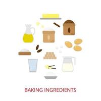 Baking ingredients composed in circle shape. vector