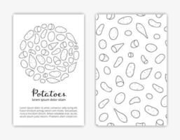 Card templates with doodle potatoes. vector