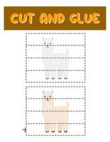 Cut and glue game for kids . Lama puzzles. Children funny entertainment and amusement.Vector illustration. Cutting practice for preschoolers vector