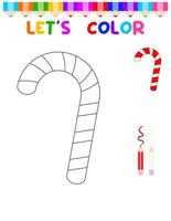 vamos a colorear caramelos. libro para colorear con dulces navideños. un juego de rompecabezas para la educación infantil y actividades al aire libre. vector