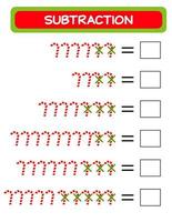 sustracción. hoja de trabajo de matemáticas para niños. desarrollo de habilidades numéricas. Resuelve ejemplos y escribe. matemáticas. ilustración vectorial. juego educativo de matemáticas para niños. resta para niños vector