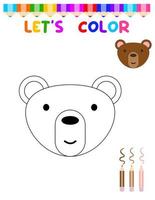 Lets color cute animals.Coloring book for young children. education game for children. Paint the bear. vector