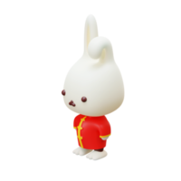 3d isométrica render personaje conejo chino png