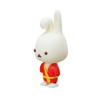 rendu 3d isométrique caractère lapin chinois png