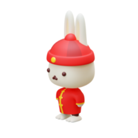 3d isométrica render personaje conejo chino png