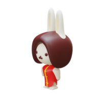 3d isométrica render personaje conejo chino png