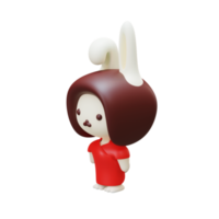 3d isométrica render personaje conejo chino png