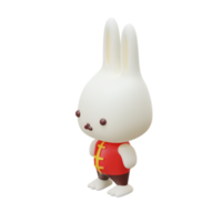 isométrico 3d render conejo chino personaje 01 png