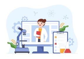 Laboratorium with Conducting Research Scientific, Experimentation and Measurement in a Lab in Flat Cartoon Hand Drawn Templates Illustration vector