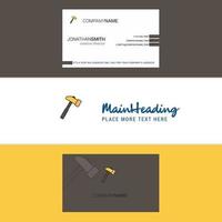 Beautiful Hammer Logo and business card vertical Design Vector