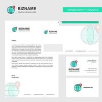 Location on globe Business Letterhead Envelope and visiting Card Design vector template