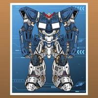 Mecha robot big builded by head arm body leg weapon illustration premium vector