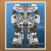 Mecha robot machine builded by head arm body leg weapon lord illustration premium vector