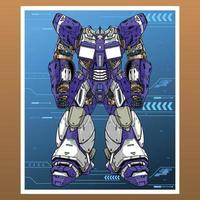 Bot premium vector gunpla gundam mecha robot builded by head arm body leg weapon illustration