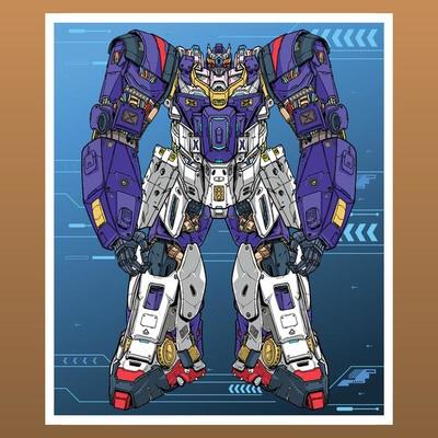 Mobile design fight gundam combat mecha robot builded by head arm body leg weapon illustration