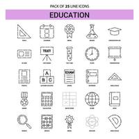 conjunto de iconos de línea de educación 25 estilo de contorno discontinuo vector