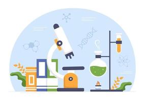 Laboratorium with Conducting Research Scientific, Experimentation and Measurement in a Lab in Flat Cartoon Hand Drawn Templates Illustration vector