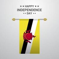 Brunei Independence day hanging flag background vector