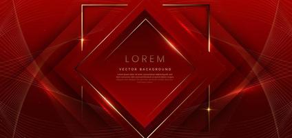 3D square frame red on red background with lighting effect and sparkling with copy space for text. vector