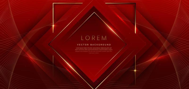 3D square frame red on red background with lighting effect and sparkling with copy space for text.