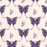 Butterflies and leaves. Seamless pattern. Vector illustration